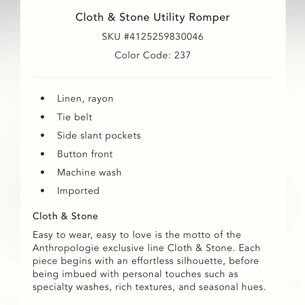 Anthropologie Cloth & Stone Utility Green Button-Up Romper - Picture 5 of 6